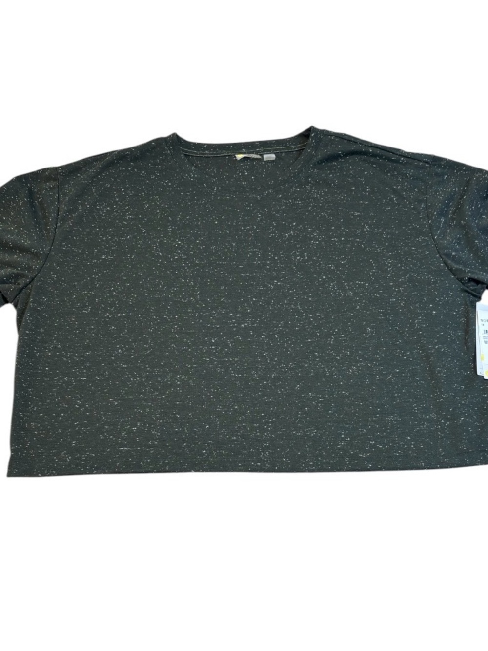 NWT Zella 1X Oversized Cropped Tee Forest Green Fleck Knit Workout Top